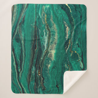 Gold Blue Marbling: Fluid Art Sherpa Blanket