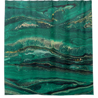 Gold Blue Marbling: Fluid Art Shower Curtain