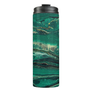 Gold Blue Marbling: Fluid Art Thermal Tumbler