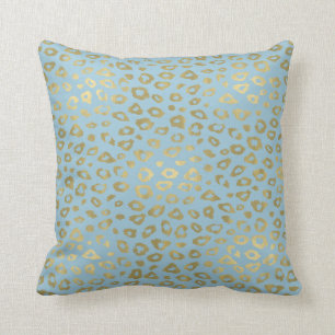 Gold Blue Ombre Leopard Print Cushion