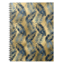 Gold Blue Palm Leaf Journal