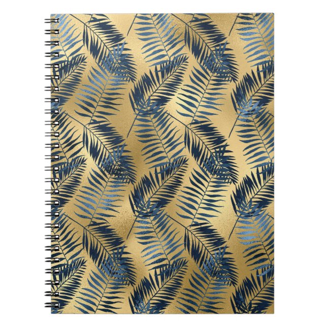Gold Blue Palm Leaf Journal  (Front)