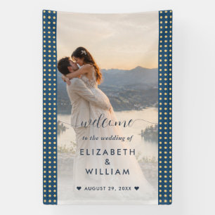 Gold & Blue Polka Dot Personalised wedding Banner