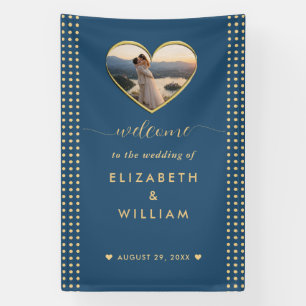 Gold & Blue Polka Dot Personalised wedding Banner