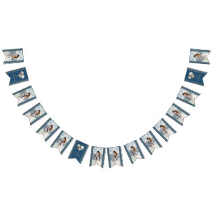 Gold & Blue Polka Dot Personalised wedding Bunting