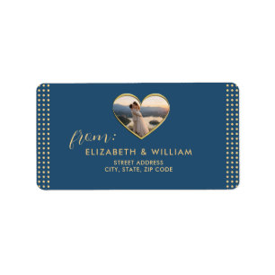 Gold & Blue Polka Dot Personalised wedding Label