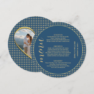 Gold & Blue Polka Dot Personalised wedding Menu