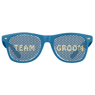 Gold & Blue Polka Dot Personalised wedding Retro Sunglasses