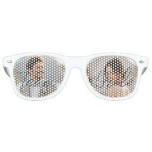 Gold & Blue Polka Dot Personalised wedding Retro Sunglasses