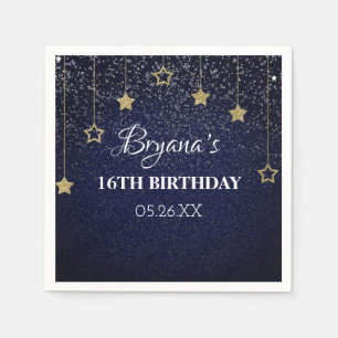 Gold Blue Prom Under Stars Starry Night Birthday Napkin