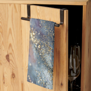 Gold Blue Purple Glitter Glam 1 Tea Towel
