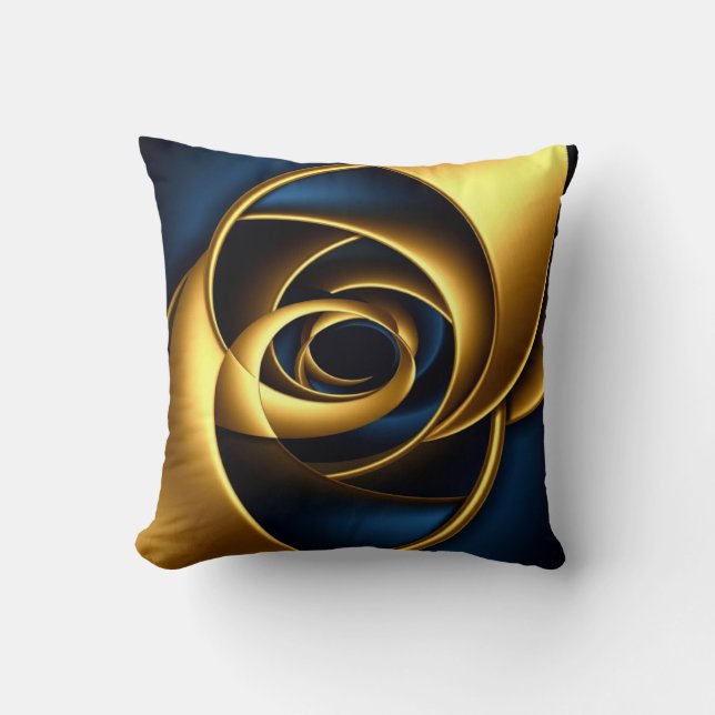 gold blue spiral abstract vortex pattern luxury ge cushion (Front)