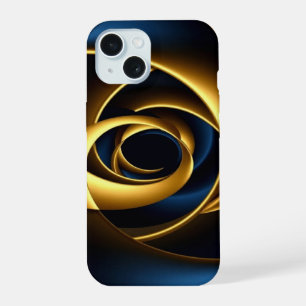 gold blue spiral abstract vortex pattern luxury ge iPhone 15 case