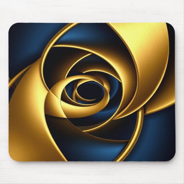 gold blue spiral abstract vortex pattern luxury ge mouse pad (Front)