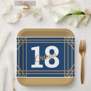 Gold & Blue Sports Theme Paper Plate
