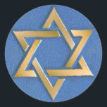 Gold Blue Star of David Art Panel   Classic Round Sticker<br><div class="desc">You are viewing The Lee Hiller Photography Art and Designs Collection of Home and Office Decor,  Apparel,  Gifts and Collectibles. The Designs include Lee Hiller Photography and Mixed Media Digital Art Collection. You can view her Nature photography at http://HikeOurPlanet.com/ and follow her hiking blog within Hot Springs National Park.</div>