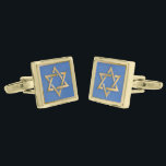 Gold Blue Star of David Art Panel Cufflinks<br><div class="desc">You are viewing The Lee Hiller Photography Art and Designs Collection of Home and Office Decor,  Apparel,  Gifts and Collectibles. The Designs include Lee Hiller Photography and Mixed Media Digital Art Collection. You can view her Nature photography at http://HikeOurPlanet.com/ and follow her hiking blog within Hot Springs National Park.</div>