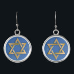 Gold Blue Star of David Art Panel   Earrings<br><div class="desc">You are viewing The Lee Hiller Photography Art and Designs Collection of Home and Office Decor,  Apparel,  Gifts and Collectibles. The Designs include Lee Hiller Photography and Mixed Media Digital Art Collection. You can view her Nature photography at http://HikeOurPlanet.com/ and follow her hiking blog within Hot Springs National Park.</div>