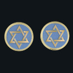 Gold Blue Star of David Art Panel  Gold Finish Cufflinks<br><div class="desc">You are viewing The Lee Hiller Photography Art and Designs Collection of Home and Office Decor,  Apparel,  Gifts and Collectibles. The Designs include Lee Hiller Photography and Mixed Media Digital Art Collection http://LeeHiller.com</div>