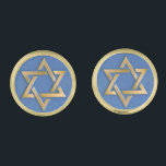Gold Blue Star of David Art Panel  Gold Finish Cufflinks<br><div class="desc">You are viewing The Lee Hiller Photography Art and Designs Collection of Home and Office Decor,  Apparel,  Gifts and Collectibles. The Designs include Lee Hiller Photography and Mixed Media Digital Art Collection http://LeeHiller.com</div>