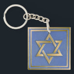 Gold Blue Star of David Art Panel  Key Ring<br><div class="desc">You are viewing The Lee Hiller Photography Art and Designs Collection of Home and Office Decor,  Apparel,  Gifts and Collectibles. The Designs include Lee Hiller Photography and Mixed Media Digital Art Collection. You can view her Nature photography at http://HikeOurPlanet.com/ and follow her hiking blog within Hot Springs National Park.</div>
