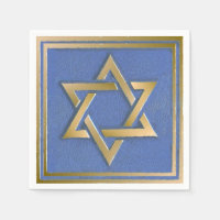 Gold Blue Star of David Art Panel