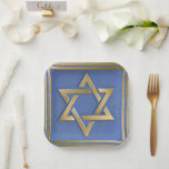Gold Blue Star of David Art Panel Paper Plate<br><div class="desc">You are viewing The Lee Hiller Photography Art and Designs Collection of Home and Office Decor,  Apparel,  Gifts and Collectibles. The Designs include Lee Hiller Photography and Mixed Media Digital Art Collection. You can view her Nature photography at http://HikeOurPlanet.com/ and follow her hiking blog within Hot Springs National Park.</div>