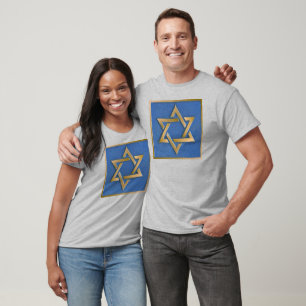 Gold Blue Star of David Art Panel T-Shirt