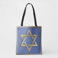 Gold Blue Star of David Art Panel