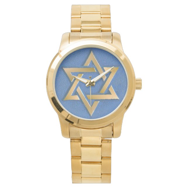 Gold Blue Star of David Art Panel   Watch (Front)