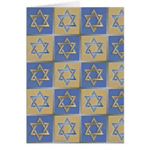 Gold Blue Star of David Art Panels