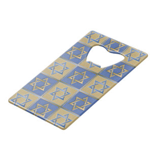 Gold Blue Star of David Art Panels