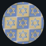 Gold Blue Star of David Art Panels Classic Round Sticker<br><div class="desc">You are viewing The Lee Hiller Designs Collection of Home and Office Decor,  Apparel,  Gifts and Collectibles. The Designs include Lee Hiller Photography and Mixed Media Digital Art Collection. You can view her Nature photography at http://HikeOurPlanet.com/ and follow her hiking blog within Hot Springs National Park.</div>