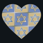 Gold Blue Star of David Art Panels Heart Sticker<br><div class="desc">You are viewing The Lee Hiller Designs Collection of Home and Office Decor,  Apparel,  Gifts and Collectibles. The Designs include Lee Hiller Photography and Mixed Media Digital Art Collection. You can view her Nature photography at http://HikeOurPlanet.com/ and follow her hiking blog within Hot Springs National Park.</div>
