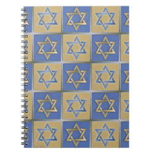Gold Blue Star of David Art Panels Notebook