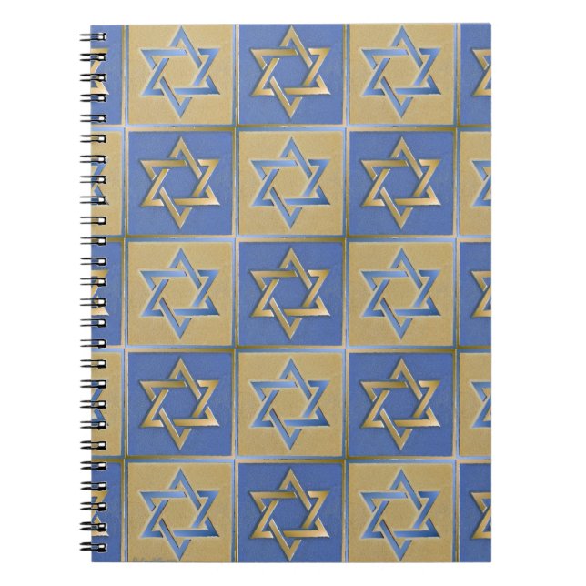 Gold Blue Star of David Art Panels Notebook (Front)