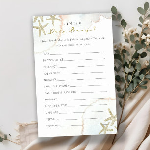 Gold Blue Starfish Finish Dad's Phrase Baby Shower