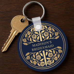 Gold Blue Sword Bridesmaid Royal Wedding Gift Key Ring