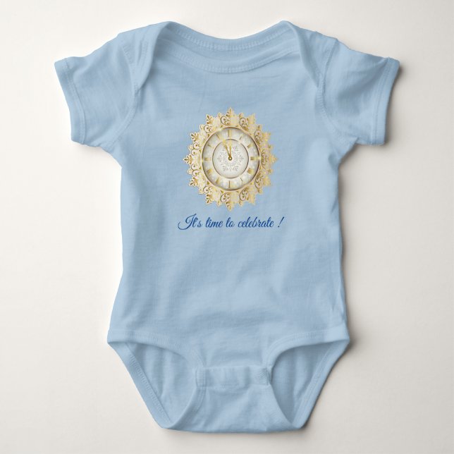 Gold Blue Time Baby Bodysuit (Front)