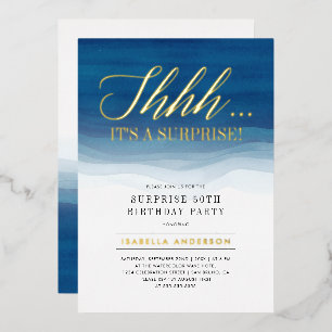 Gold & Blue Watercolor Surprise Birthday