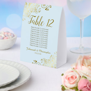 Gold & Blue Wedding Table Number Seating Chart