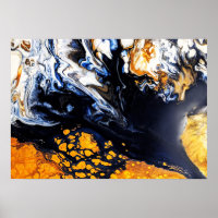 Gold, Blue & White Acrylic Painting Abstract Art