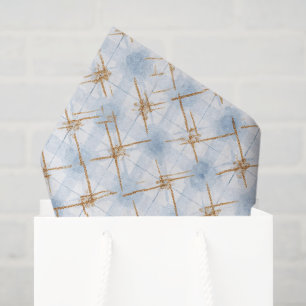 Gold Blue White Stripes Bridal Shower Tissue Paper