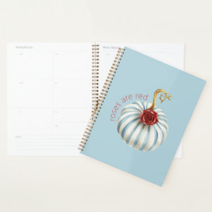 Gold Blue White Stripes Red Rose Pumpkin Planner
