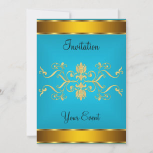 Gold Blueish colour Party Invitation