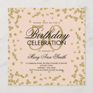 Gold Blush 50th Birthday Elegant Glitter Confetti Invitation
