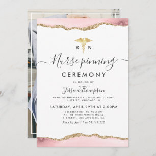 gold blush agate Nurse pinning ceremony Invitation