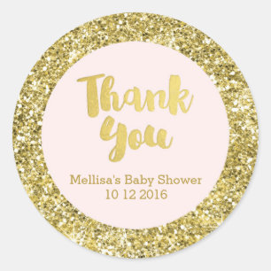 Gold Blush Baby Shower Thank You Favour Sticker