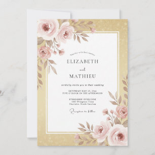 Gold Blush Botanical Wedding Invitation