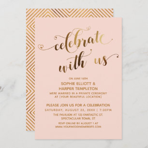 Gold & Blush Celebrate with Us Post-Wedding Party Invitation